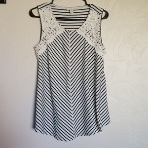 Style and Co black and white striped tank